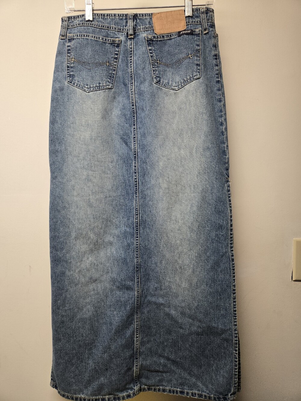 Long Denim Skirt Size 3/4 Side Slits Button Front